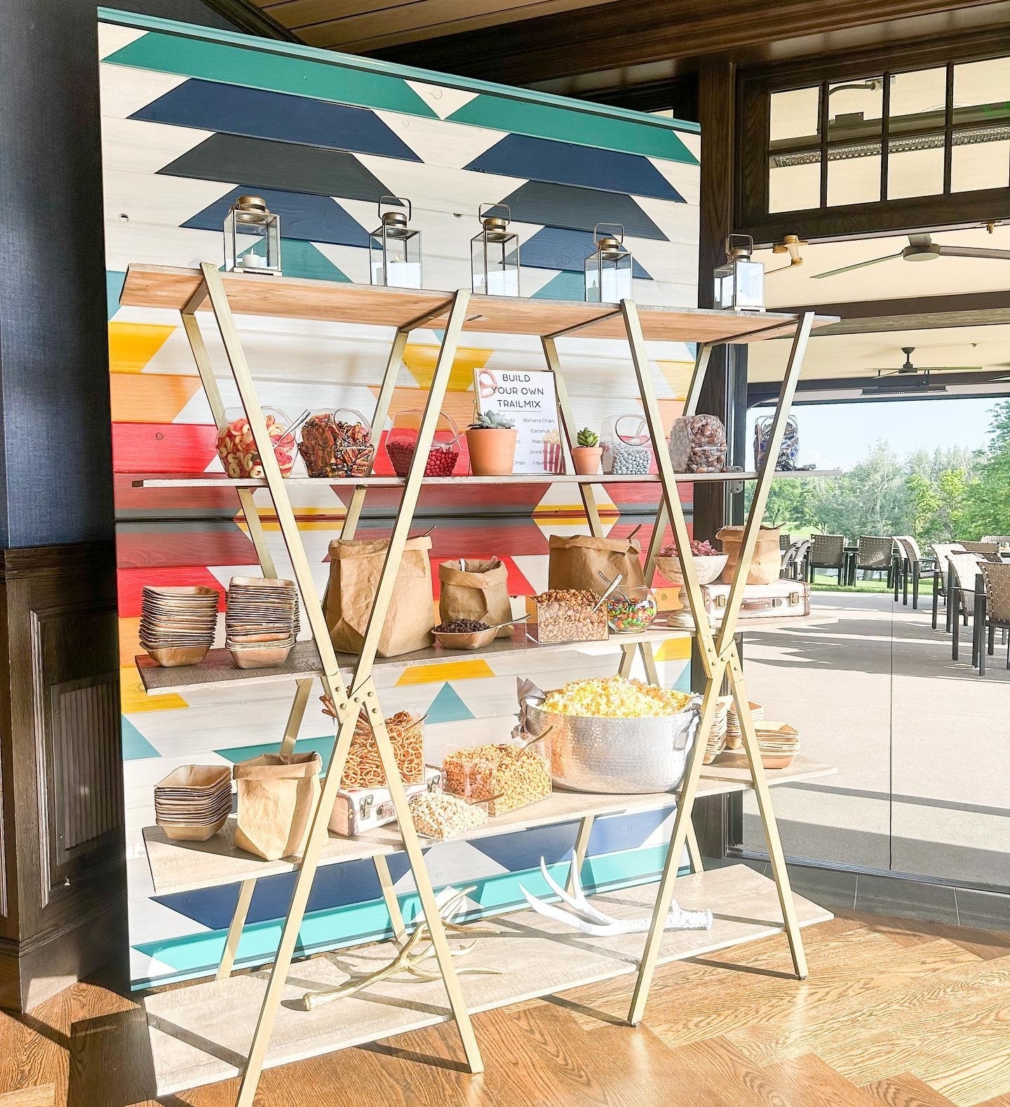 Pendleton Wall backing an etagere for guests
