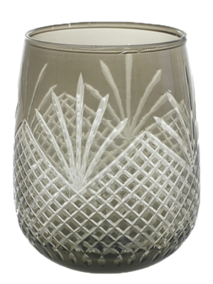 Smoke Cut Glass Votive