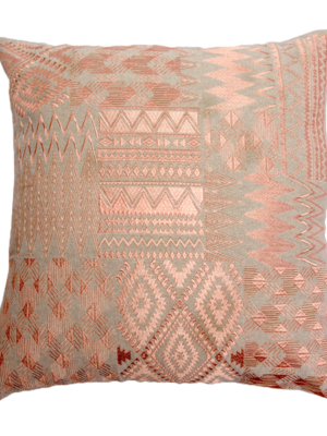 Tribal Embroidery Coral Pillow