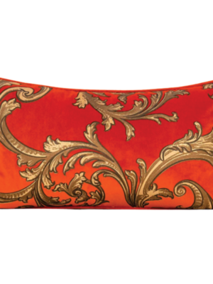 Orange Filigree Velvet Lumbar Pillow