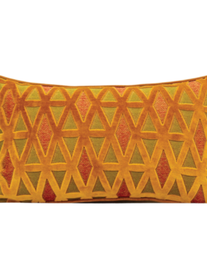 Orange Geo Velvet Lumbar Pillow