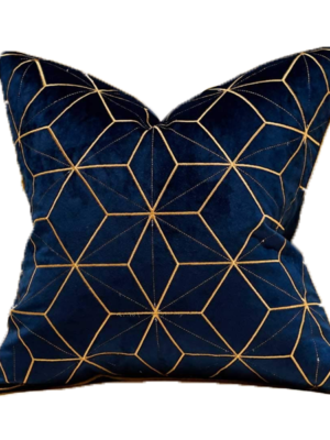 Navy Geo Velvet Pillow