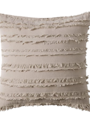 Beige Fringe Pillow