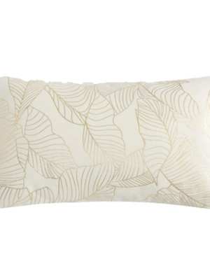 Gold Foil Palm Lumbar Pillow